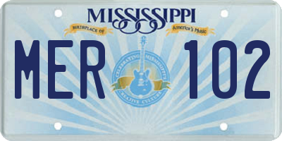 MS license plate MER102