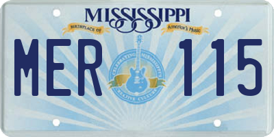 MS license plate MER115