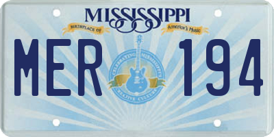 MS license plate MER194