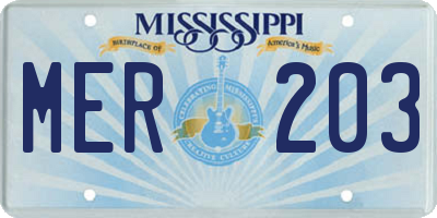 MS license plate MER203