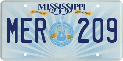 MS license plate MER209