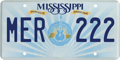 MS license plate MER222