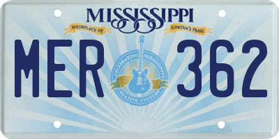 MS license plate MER362