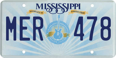 MS license plate MER478