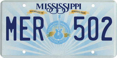 MS license plate MER502