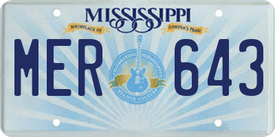 MS license plate MER643