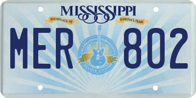 MS license plate MER802
