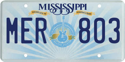MS license plate MER803