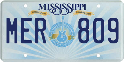 MS license plate MER809