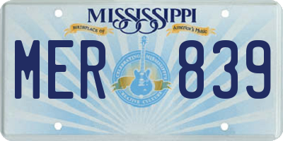 MS license plate MER839