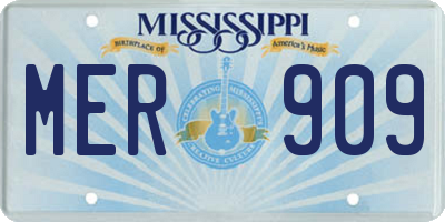 MS license plate MER909