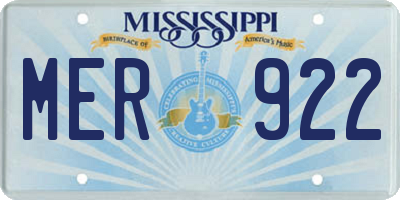 MS license plate MER922