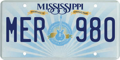 MS license plate MER980