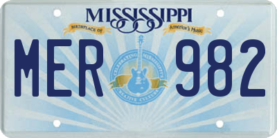 MS license plate MER982