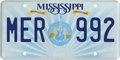 MS license plate MER992