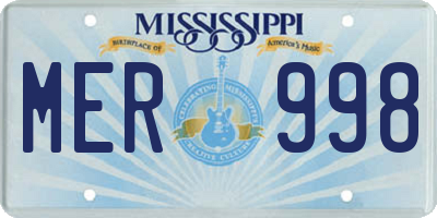 MS license plate MER998
