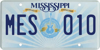 MS license plate MES010