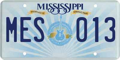 MS license plate MES013
