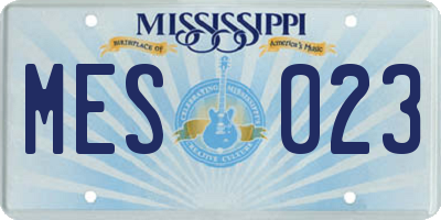 MS license plate MES023