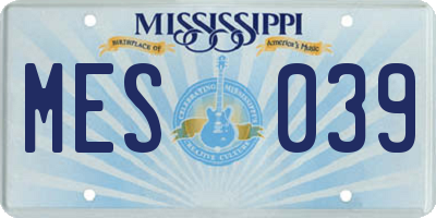 MS license plate MES039