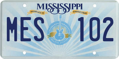 MS license plate MES102