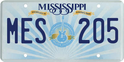 MS license plate MES205
