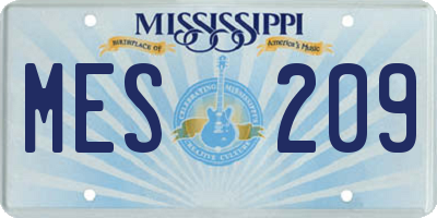 MS license plate MES209