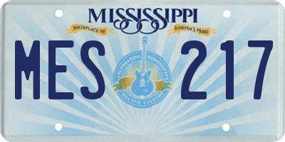MS license plate MES217