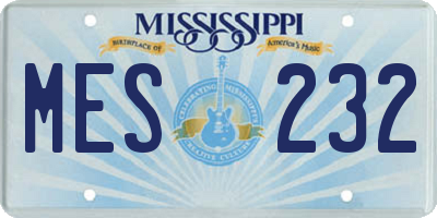 MS license plate MES232