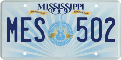 MS license plate MES502