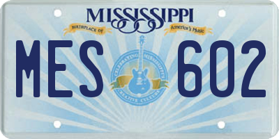 MS license plate MES602