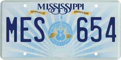 MS license plate MES654
