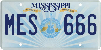 MS license plate MES666