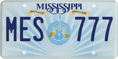 MS license plate MES777