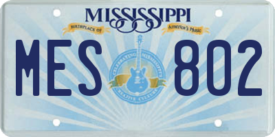 MS license plate MES802