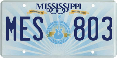 MS license plate MES803