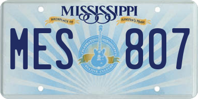 MS license plate MES807