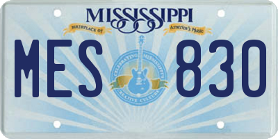 MS license plate MES830