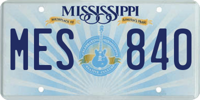 MS license plate MES840