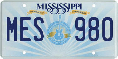 MS license plate MES980