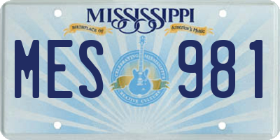 MS license plate MES981