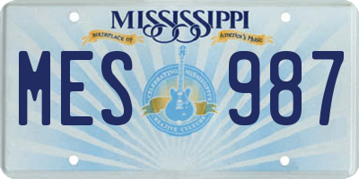MS license plate MES987