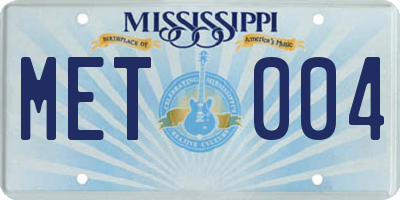 MS license plate MET004