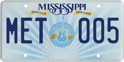 MS license plate MET005