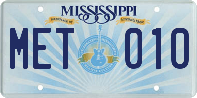 MS license plate MET010