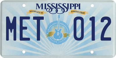 MS license plate MET012