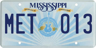 MS license plate MET013