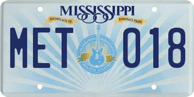 MS license plate MET018