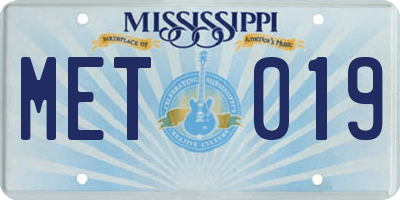 MS license plate MET019