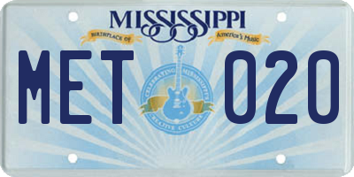 MS license plate MET020
